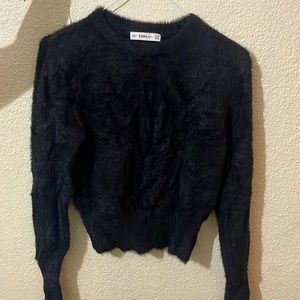 Zara black fuzzy sweater